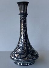 Vintage Hand Crafted, Silver Inlaid Bidriware  Flower Vase/ Home Decor picture