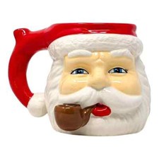 High Point Ceramic Santa Mug with Built-In Pipe – Red Wake & Bake Cup *USA* picture
