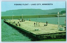 1960 Lake City Minnesota MN Postcard Fishing Float Fishing Old Barge Lake Pepin picture