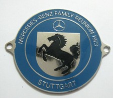 CAR BADGE 1MERCEDES BENZ FAMILY REUNION 1973 STUTTGART CAR GRILL BADGE picture