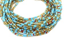 Amazing blue turquoise mix tie on waist Glass African Trade Beads-Ghana  picture