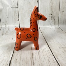 Hand Carved Dyed Soapstone Bright Orange Giraffe Figurine 3.75
