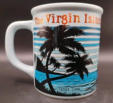 Vtg 1988 THE VIRGIN ISLANDS by SASSY Japan Embossed AquaBlue Souvenir Coffee Mug picture