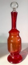 VTG BISCHOFF-CRACKLE GLASS/DECANTER-LG 15.25