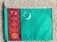 TURKMENISTAN FORMER FLAG 1992-1997 NEW OLD STOCK RARE  ORIGINAL VINTAGE FLAG picture