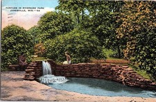 Janesville WI postcard CASCADE IN RIVERSIDE PARK o/24 AJ2392 picture