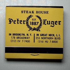 Vintage Peter Luger Steakhouse - Brooklyn NY - Full Unstruck Matchbook picture