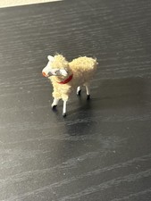 1930’s German Putz. Sheep Medium Sized Christmas Ornament Original Paper Collar picture