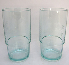 Vtg. Tupperware NOS, Preludio Green Snowflake Acrylic 14 oz Tumbers, Set of 2. picture