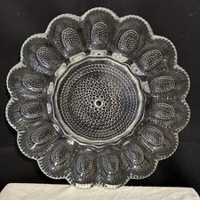 VTG Indiana Glass Hobnail Deviled Egg Relish Tray Crystal 11” Dia Easter EUC picture