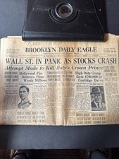 10/24/1929 Brooklyn Deli Wall Street In Panic At Stocks Crash Original Paper picture