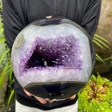 10.89LB Natural Amethyst Agate Open Smile Sphere Healing Wealth Crystal Geode picture