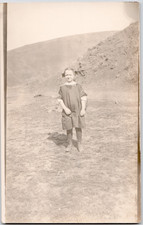 c1909 Young Girl Standing on Grass RPPC Postcard Rural Childhood Portrait picture