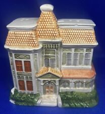 1994 RH Macy & Co Hand painted Victorian House Salt & Pepper Shaker Set (Chips) picture