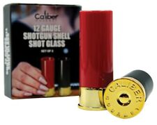 Caliber Gourmet Shotgun Shell Shot Glasses Set of 2 One Black & One Red 12-Guage picture