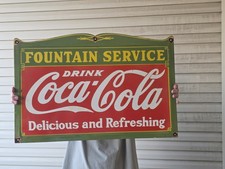VINTAGE COCA COLA FOUNTAIN SERVICE PORCELAIN  SIGN 27