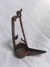 Antique Early Primitive Hand Forged Iron Metal Betty Grease Whale Oil Lamp picture