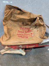 Vintage Cyclone Seed Sower Hand Crank Broadcast Spreader Canvas Bag USA - 342 picture
