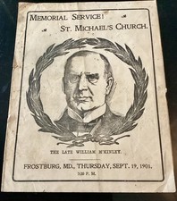 FUNERAL PROGRAM Pres. William McKinley, Sept 1901 FROSTBURG, MD Antique Ephemera picture