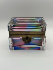 Antique Art Deco Rainbow Crystal Glass Jewelry Casket Box c1930 Rare picture