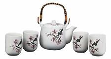 Japanese Design Pink Cherry Blossoms Sakura Porcelain White Tea Pot And Cups Set picture