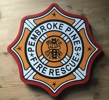 Fire Department Pembroke Pines 3D routed wood patch plaque EMS sign Custom picture