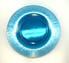 Vintage Stretch Glass Plates 2 Iridescent Blue Carnival 9