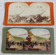 2 Real Photo Photograph & Lithograph Chilkoot & Dawson Alaska Stereoview Cards picture