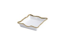 Pampa Bay Porcelain Silver Luncheon Napkin Holder with Gold Titanium Beaded Edge picture