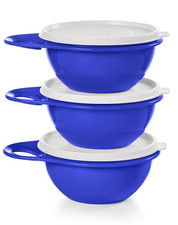 Tupperware SET of 3 blue THATSA Bowls  2 1/2 CUPS each bowl  NEW picture