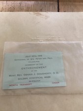 Amazing hist orig item. 1918 Invitation for enthronement of Cardinal Dougherty. picture
