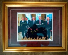 Framed PRESIDENTS Signed Carter, Clinton, Obama & Bush's Presidential with COA  picture