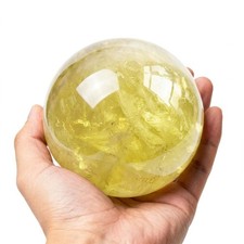 2.4-2.8 inch Natural Citrine Hand Polished Crystal Ball with Stand Yellow picture