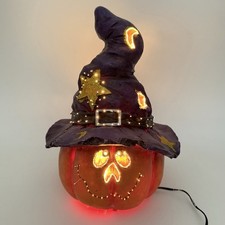 2004 Halloween Fiber Optic Pumpkin Jack-O-Lantern Witch Hat Target picture