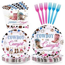 96Pcs Western Gender Reveal Boy or Girl Party Decorations, Serves 24 picture