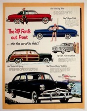 Original 1949 Ford Cars Magazine Ad Vintage Auto Sedan Coupe Woody Wagon picture