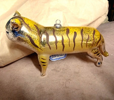 VINTAGE DE CARLINI ITALY BLOWN GLASS TIGER ORNAMENT - NEIMAN MARCUS EXCLUSIVE picture