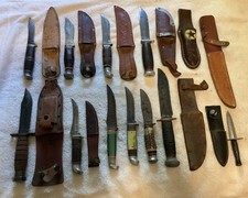 Vintage Hunting Knife w/Sheath Lot 11 Knives Grandpa's Collection picture