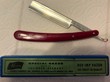 Red Imp Wedge Straight Razor Red Handle Solingen Germany w/ Box picture