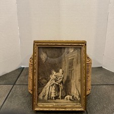 Antique 1915's Wooden Dresser Vanity Jewelry Box Glass Top Mirror Interior picture