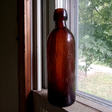 1880s AMBER G.EBBERWEIN SAVANNAH GINGER ALE APPLIED BLOB TOP SODA BOTTLE picture