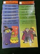 17”X11” Halloween Cards W/Envelopes Vintage 1995 Sealed Set Of 12 Witch Vampire picture