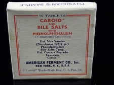 Vintage 1930s Caroid and Bile Salts with Phenolphthalein Physicians Sample Box picture