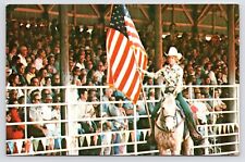 c1970s~Fenton Arena Rodeo~Patriotic Cowgirl~Arcadia Florida FL~Vintage Postcard picture