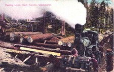 HAULING LOGS clark county wa postcard washington logging picture