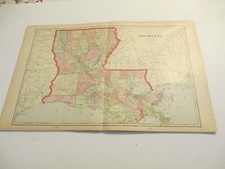 ANTIQUE MAP OF LOUISIANA CRAM'S ATLAS 1905 23 X 14.5 picture