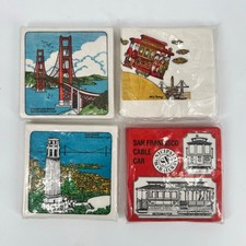 Vintage San Francisco Paper Cocktail Napkins New Sealed Lot of 4 MCM California picture