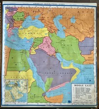 Vintage 1967 A.J. Nystrom Middle East Political School Wall Map AG 81 60 USSR picture