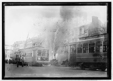 Photo:Washington D.C. 1900s Streetcar Fire Smoke Trams City Street Scene picture