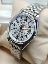 Vintage Seiko 5 Automatic Men's Wrist Watch, White Dial Stainless steel band picture